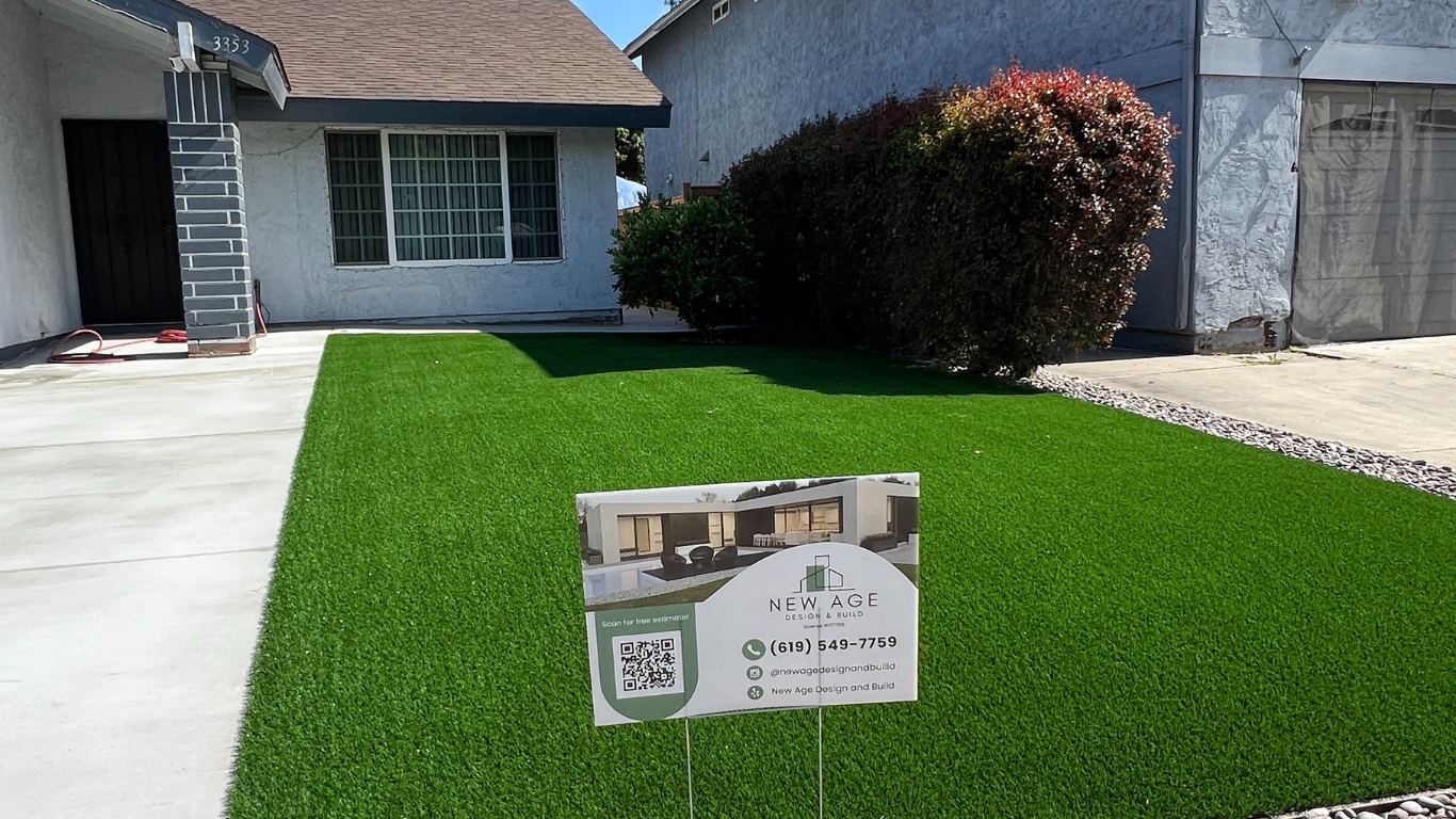 front yard project, turf, rocks concrete. outdoor contractor in san diego, landscape design