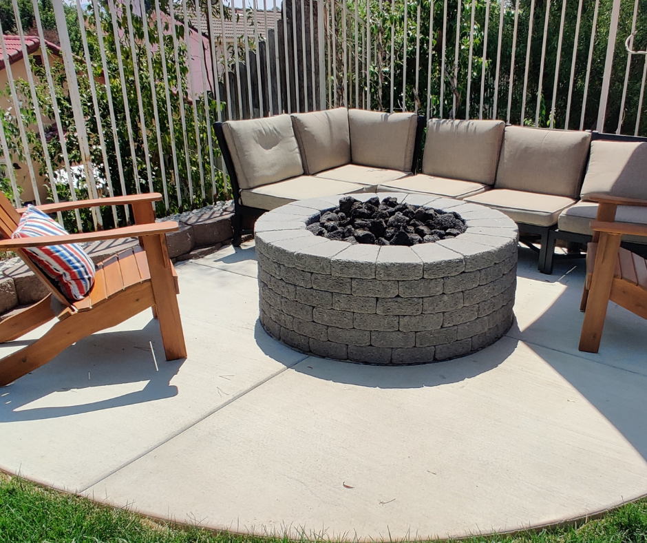 custom gas firepit and sitting area in san diego backyard remodeling design and build contractor