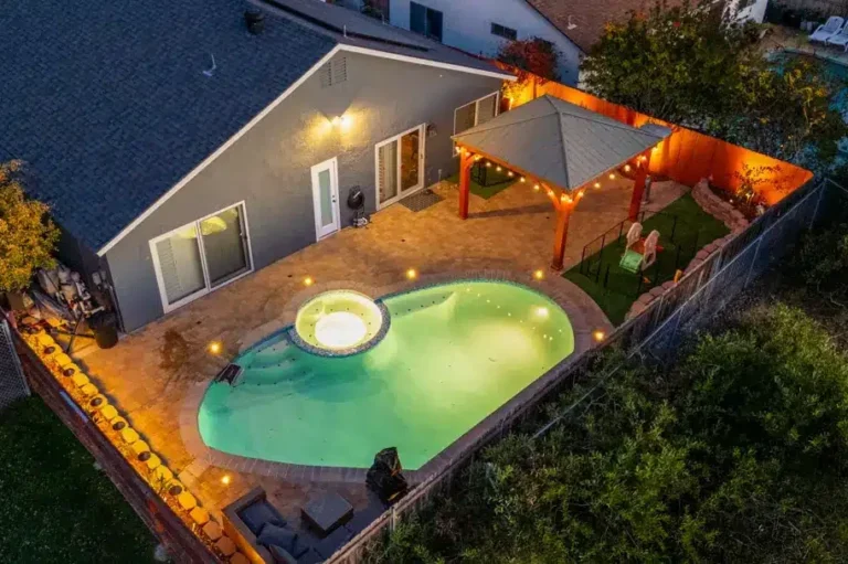 backyard remodel san diego nighttime