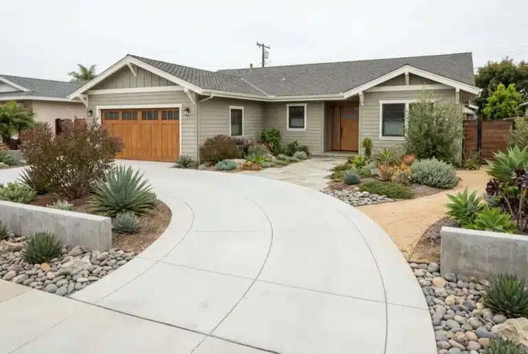 Concrete Front Yard Driveway Oceanside 768x515 - New Age Design and Build, San Diego