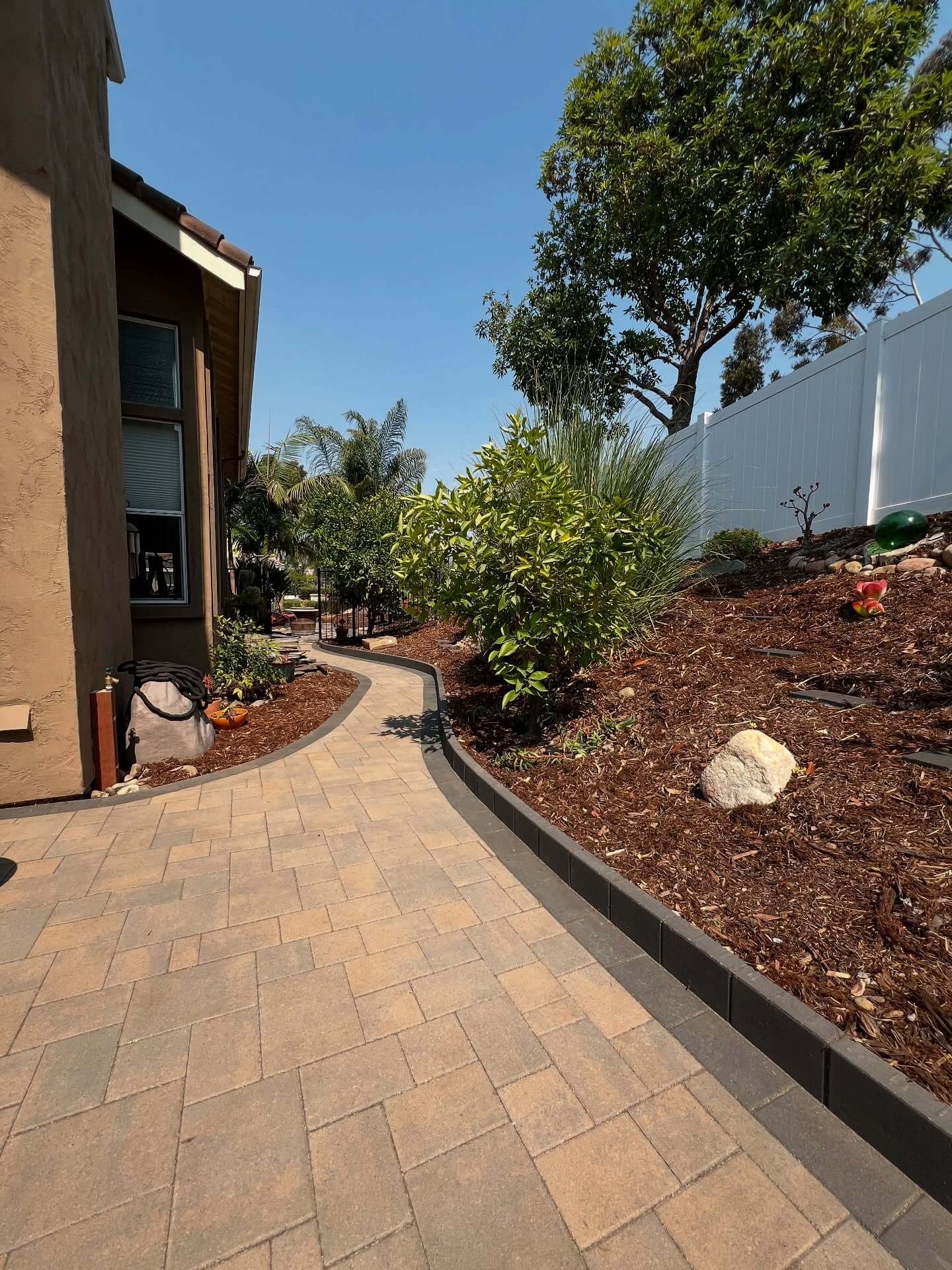 New paver hardscaping installed in a San Diego yard