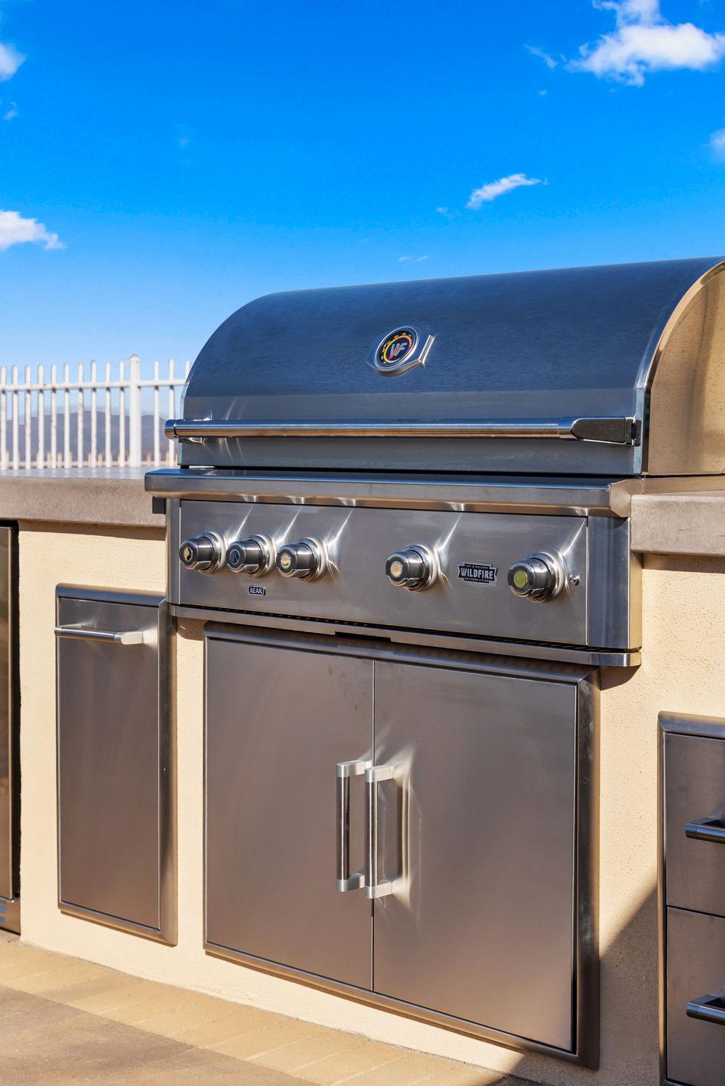Close-up of the grill controls in a custom outdoor kitchen in San Diego